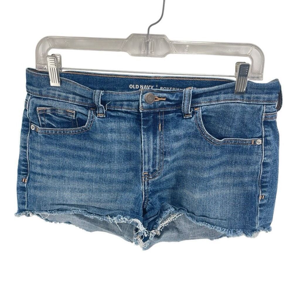Old Navy Women's Boyfriend Stretch Cut Off Denim Jean Shorts Deep Sky Size 8